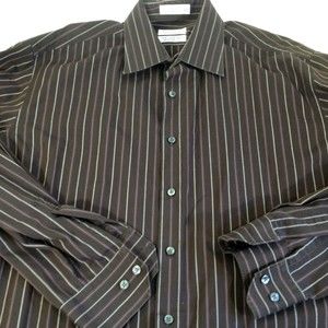 Concepts by Claiborne Long Sleeve Button Up Shirt Mens Stripes Size 17 36/37